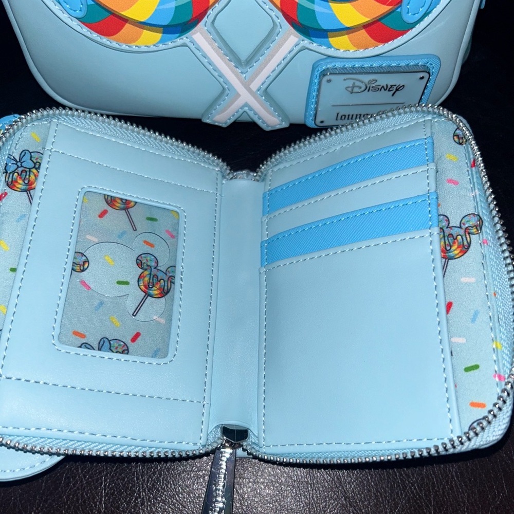 Loungefly Light Blue Drippy Sprinkles Mini Backpack, Bow Wallet,  coin purse - Picture 3 of 6